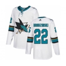 Men's Sharks #22 Jonny Brodzinski White Road Authentic Stitched Hockey Jersey