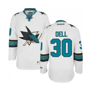 Reebok San Jose Sharks #30 Aaron Dell Authentic White Away NHL Jersey