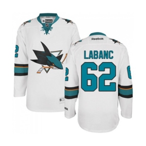 Reebok San Jose Sharks #62 Kevin Labanc Authentic White Away NHL Jersey