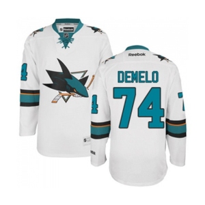 Reebok San Jose Sharks #74 Dylan DeMelo Authentic White Away NHL Jersey