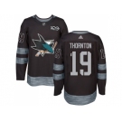 San Jose Sharks #19 Joe Thornton Black 1917-2017 100th Anniversary Stitched NHL Jersey