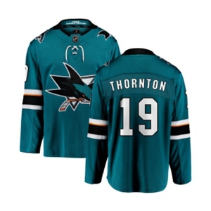 San Jose Sharks #19 Joe Thornton Fanatics Branded Teal Green Home Breakaway NHL Jersey