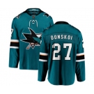 San Jose Sharks #27 Joonas Donskoi Fanatics Branded Teal Green Home Breakaway NHL Jersey