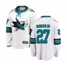 San Jose Sharks #27 Joonas Donskoi Fanatics Branded White Away Breakaway NHL Jersey