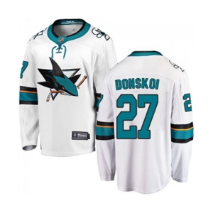 San Jose Sharks #27 Joonas Donskoi Fanatics Branded White Away Breakaway NHL Jersey