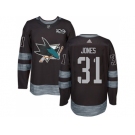 San Jose Sharks #31 Martin Jones Black 1917-2017 100th Anniversary Stitched NHL Jersey