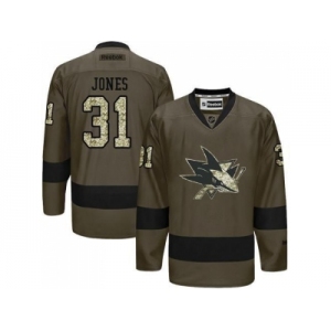 San Jose Sharks #31 Martin Jones Green Salute to Service Stitched NHL Jersey