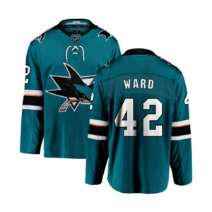 San Jose Sharks #42 Joel Ward Fanatics Branded Teal Green Home Breakaway NHL Jersey