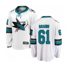 San Jose Sharks #61 Justin Braun Fanatics Branded White Away Breakaway NHL Jersey