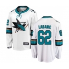 San Jose Sharks #62 Kevin Labanc Fanatics Branded White Away Breakaway NHL Jersey