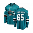 San Jose Sharks #65 Erik Karlsson Fanatics Branded Teal Green Home Breakaway NHL Jersey