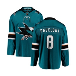 San Jose Sharks #8 Joe Pavelski Fanatics Branded Teal Green Home Breakaway NHL Jersey