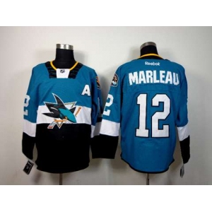 nhl jerseys san jose sharks #12 marleau blue-black[patch A]