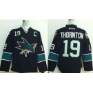 nhl jerseys san jose sharks #19 thornton black[2014 new stadium][patch C]