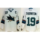 nhl jerseys san jose sharks #19 thornton white[2014 new stadium][patch C]