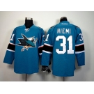 nhl jerseys san jose sharks #31 niemi blue[2014 new stadium]