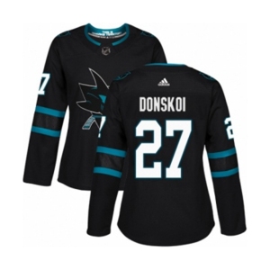 Women Adidas San Jose Sharks #27 Joonas Donskoi Authentic Black Alternate NHL Jersey