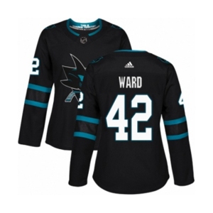 Women Adidas San Jose Sharks #42 Joel Ward Premier Black Alternate NHL Jersey