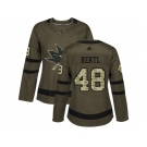Women Adidas San Jose Sharks #48 Tomas Hertl Green Salute to Service Stitched NHL Jersey