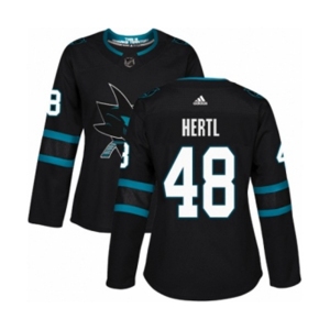 Women Adidas San Jose Sharks #48 Tomas Hertl Premier Black Alternate NHL Jersey