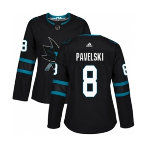 Women Adidas San Jose Sharks #8 Joe Pavelski Authentic Black Alternate NHL Jersey