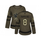 Women Adidas San Jose Sharks #8 Joe Pavelski Green Salute to Service Stitched NHL Jersey