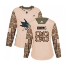 Women Adidas San Jose Sharks #88 Brent Burns Authentic Camo Veterans Day Practice NHL Jersey