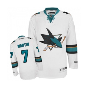 Women Reebok San Jose Sharks #7 Paul Martin Authentic White Away NHL Jersey
