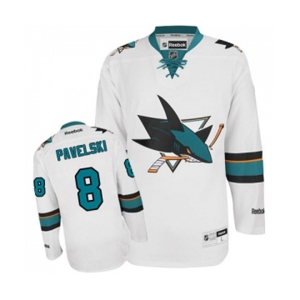 Women Reebok San Jose Sharks #8 Joe Pavelski Authentic White Away NHL Jersey