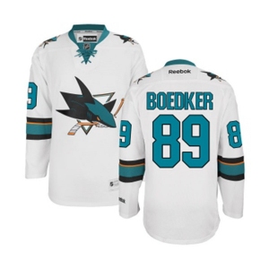 Women Reebok San Jose Sharks #89 Mikkel Boedker Authentic White Away NHL Jersey