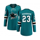 Women San Jose Sharks #23 Barclay Goodrow Fanatics Branded Teal Green Home Breakaway NHL Jersey
