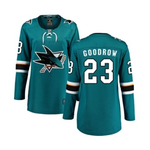Women San Jose Sharks #23 Barclay Goodrow Fanatics Branded Teal Green Home Breakaway NHL Jersey