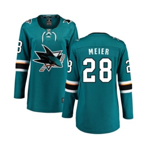 Women San Jose Sharks #28 Timo Meier Fanatics Branded Teal Green Home Breakaway NHL Jersey