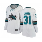 Women San Jose Sharks #31 Martin Jones Fanatics Branded White Away Breakaway NHL Jersey
