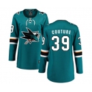 Women San Jose Sharks #39 Logan Couture Fanatics Branded Teal Green Home Breakaway NHL Jersey