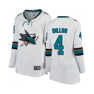 Women San Jose Sharks #4 Brenden Dillon Fanatics Branded White Away Breakaway NHL Jersey