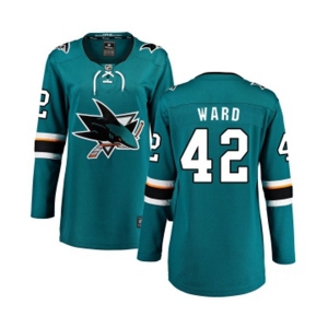 Women San Jose Sharks #42 Joel Ward Fanatics Branded Teal Green Home Breakaway NHL Jersey