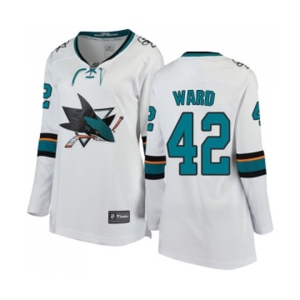 Women San Jose Sharks #42 Joel Ward Fanatics Branded White Away Breakaway NHL Jersey
