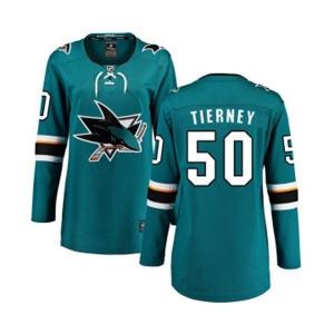 Women San Jose Sharks #50 Chris Tierney Fanatics Branded Teal Green Home Breakaway NHL Jersey