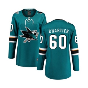 Women San Jose Sharks #60 Rourke Chartier Fanatics Branded Teal Green Home Breakaway NHL Jersey
