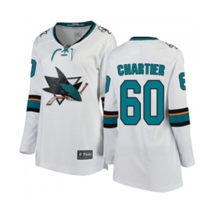 Women San Jose Sharks #60 Rourke Chartier Fanatics Branded White Away Breakaway NHL Jersey