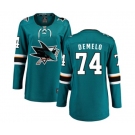Women San Jose Sharks #74 Dylan DeMelo Fanatics Branded Teal Green Home Breakaway NHL Jersey