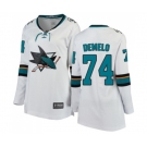 Women San Jose Sharks #74 Dylan DeMelo Fanatics Branded White Away Breakaway NHL Jersey