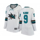 Women San Jose Sharks #9 Evander Kane Fanatics Branded White Away Breakaway NHL Jersey