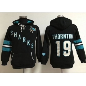 Women's San Jose Sharks #19 Joe Thornton Black Old Time Heidi Hoodie NHL Hoodie