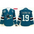 women nhl jerseys san jose sharks #19 thornton green[2014 new]