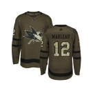Youth Adidas San Jose Sharks #12 Patrick Marleau Green Salute to Service Stitched NHL Jersey
