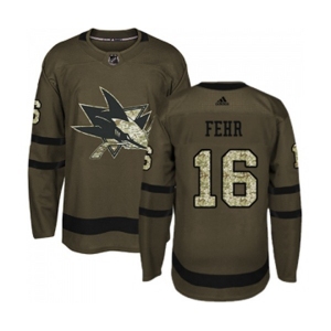 Youth Adidas San Jose Sharks #16 Eric Fehr Premier Green Salute to Service NHL Jersey