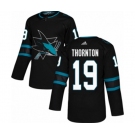Youth Adidas San Jose Sharks #19 Joe Thornton Premier Black Alternate NHL Jersey