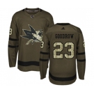 Youth Adidas San Jose Sharks #23 Barclay Goodrow Authentic Green Salute to Service NHL Jersey